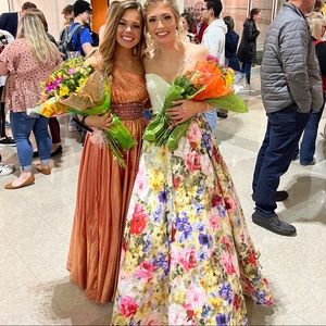 Sherri Hill Floral and Orange Maxi Dresses